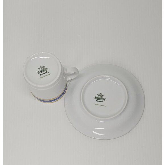 Tirschenreuth Flat Demitasse Cup & Saucer Set TIR704 Blue Braid - Picture 4 of 5